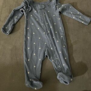 Carters Blue Floral Zippered Footie